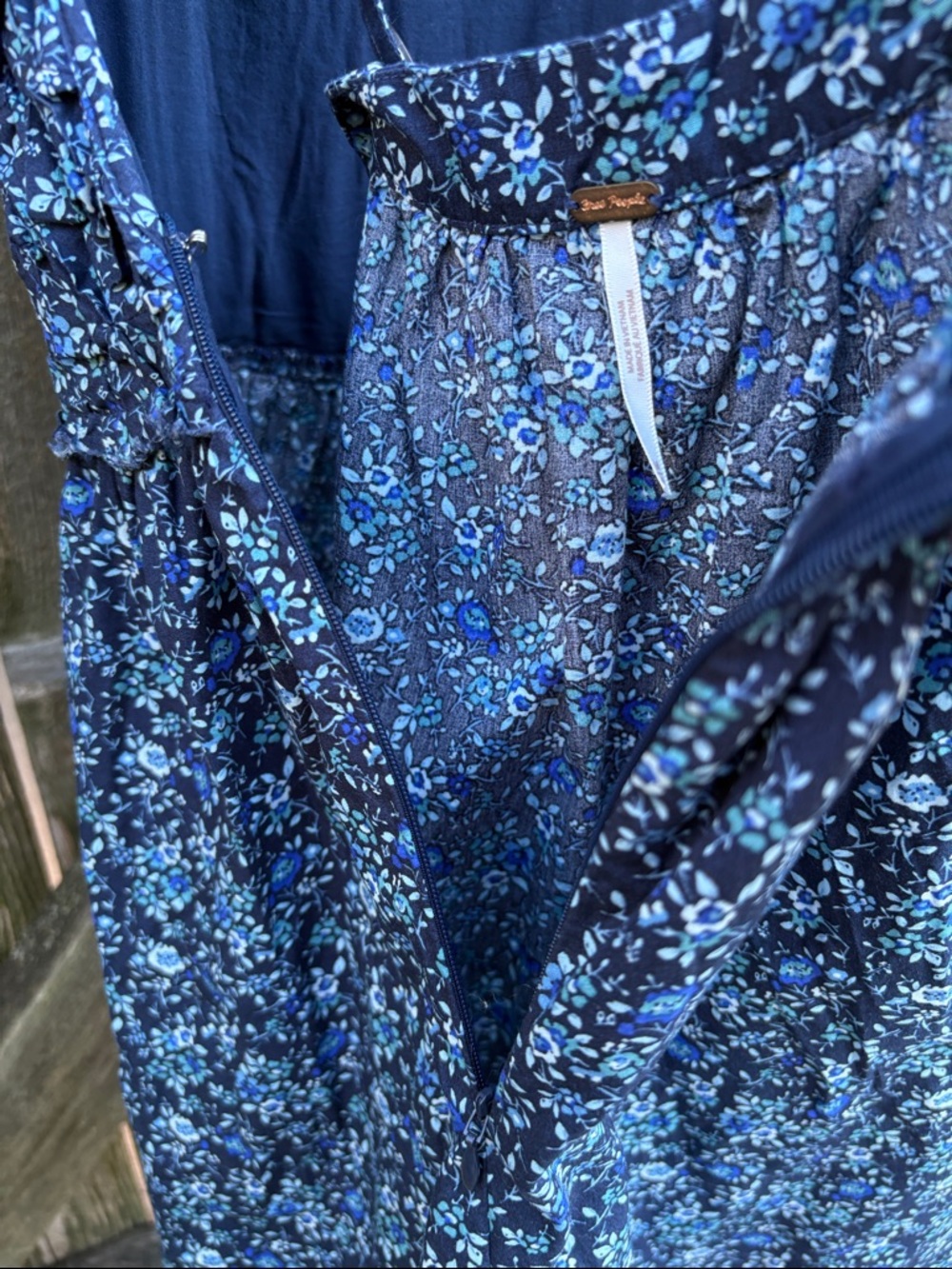 NWT Free People Petunia Mini Dress Blue Floral Size Medium Retail $128.00 - Picture 11 of 13